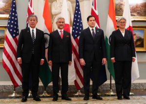 On 21 January 2025, his first day in the job, Secretary of State Marco Rubio hosted a meeting of the Quadrilateral Security Dialogue. Image source: Website of the Ministry of Foreign Affairs of Japan. On 21 January 2025, his first day in the job, Secretary of State Marco Rubio hosted a meeting of the Quadrilateral Security Dialogue. Image source: Website of the Ministry of Foreign Affairs of Japan.